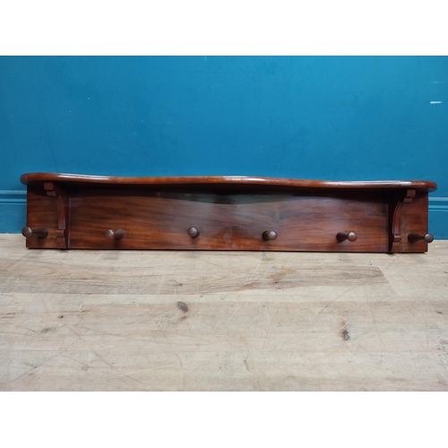 987 - 19th C. mahogany wall hanging coat rack. {20 cm H x 123 cm W x 17 cm D}.