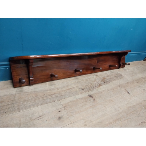 987 - 19th C. mahogany wall hanging coat rack. {20 cm H x 123 cm W x 17 cm D}.