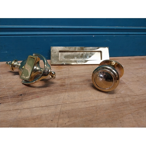 993 - Collection of brass door furniture.