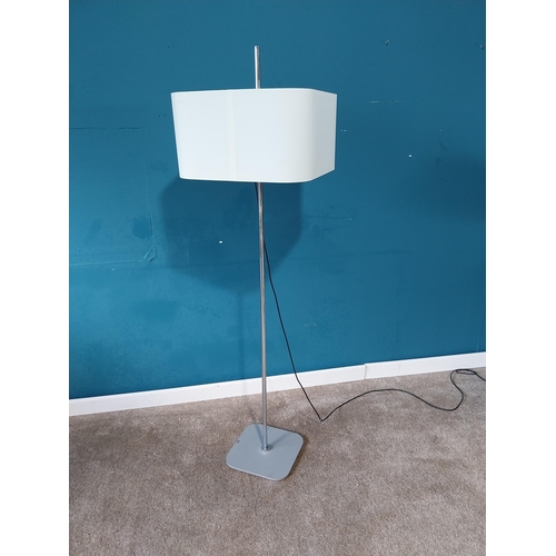 897 - Ralph Benz designer chrome standard lamp with cloth shade {166 cm H 45 cm W 45cm D}.