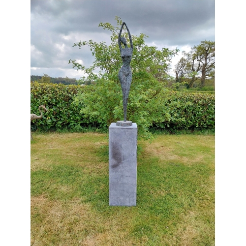 1 - Exceptional quality contemporary bronze sculpture 'The Ballerina' raised on slate plinth {Overall di... 