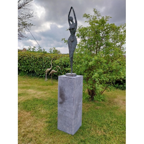 1 - Exceptional quality contemporary bronze sculpture 'The Ballerina' raised on slate plinth {Overall di... 