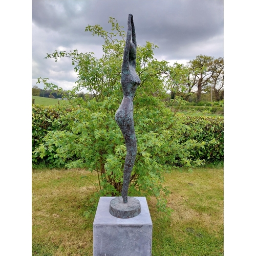 1 - Exceptional quality contemporary bronze sculpture 'The Ballerina' raised on slate plinth {Overall di... 