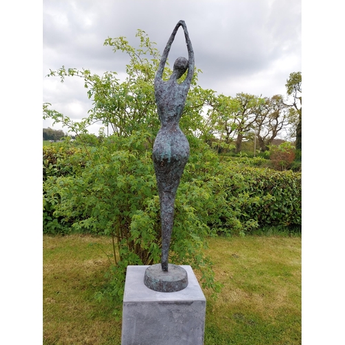 1 - Exceptional quality contemporary bronze sculpture 'The Ballerina' raised on slate plinth {Overall di... 