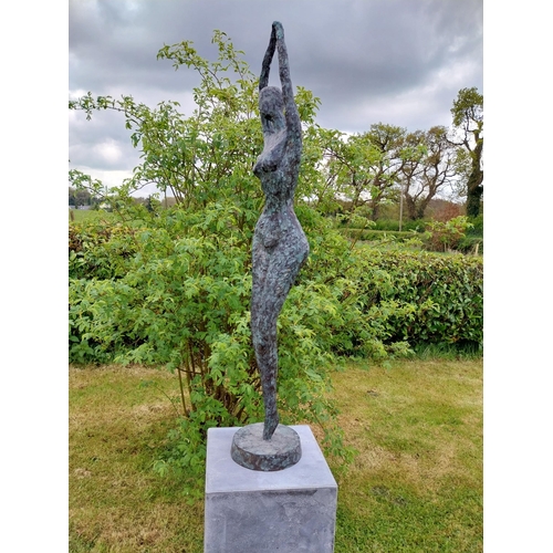 1 - Exceptional quality contemporary bronze sculpture 'The Ballerina' raised on slate plinth {Overall di... 