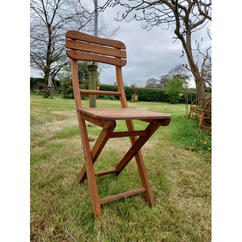 10 - Good quality teak folding garden table with three matching garden chairs {Tbl. 71 cm H x 68 cm W x 6... 