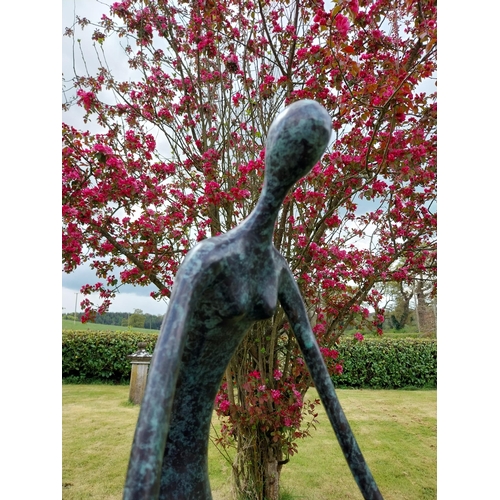 100 - Exceptional quality contemporary bronze sculpture 'The Crouching Lady' raised on slate plinth {Overa... 