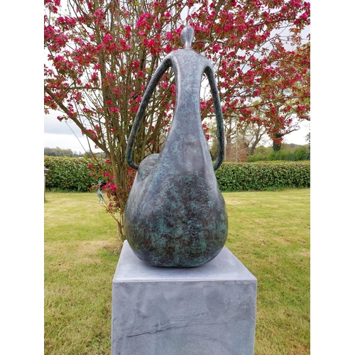 100 - Exceptional quality contemporary bronze sculpture 'The Crouching Lady' raised on slate plinth {Overa... 