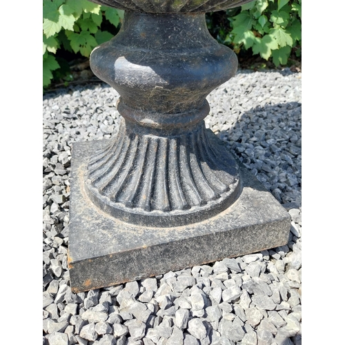 1002 - Good quality French decorative cast iron urn {60 cm H x 47 cm Dia.}.