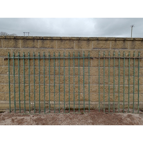 1003 - Green wrought iron railing {H 158cm x W 342cm }.