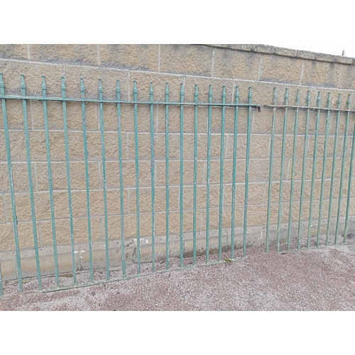 1003 - Green wrought iron railing {H 158cm x W 342cm }.