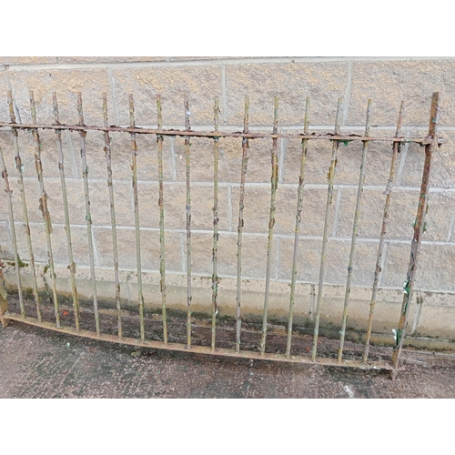 1007 - Pair of curved wrought iron railings {H 114cm x W 360cm }.