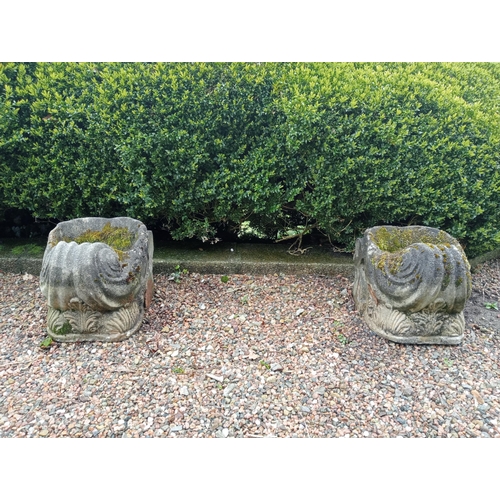 1015 - Pair of composition stone shell planters {H 38cm x 40 x 40cm }.