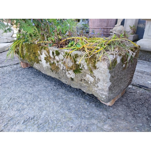 1022 - 19th C. sandstone trough {27 cm H x 124 cm W x 43 cm D}.