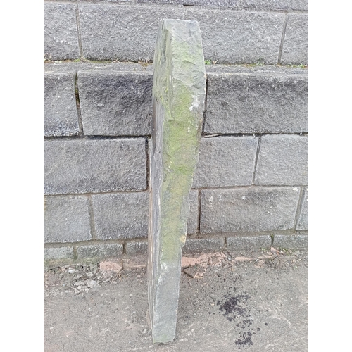 1023 - Reclaimed Victorian cottage sandstone gatepost {H 92cm x W 10cm x D 33cn }.