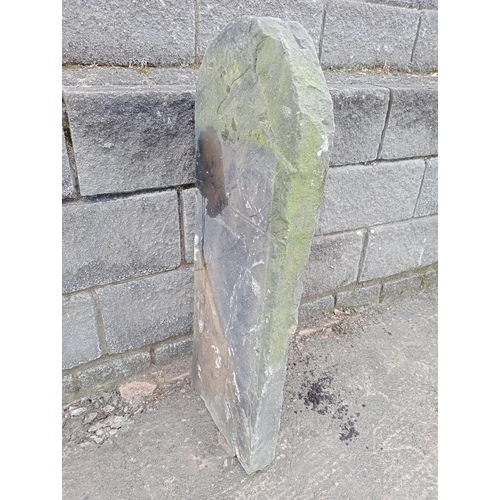 1023 - Reclaimed Victorian cottage sandstone gatepost {H 92cm x W 10cm x D 33cn }.