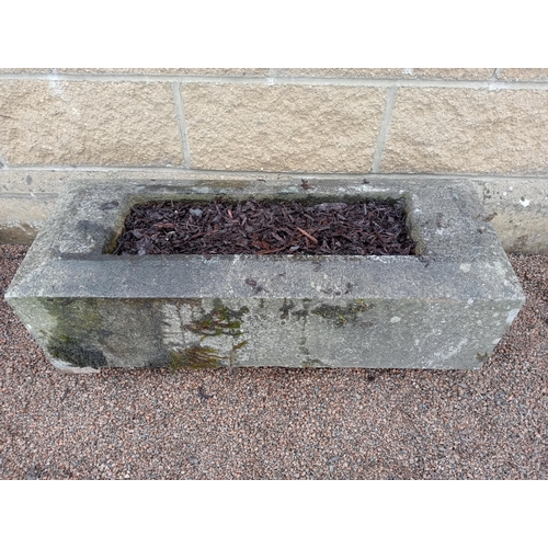 1028 - Stone trough planter {H 25cm x W 90cm x D 34cm }.