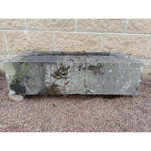 1028 - Stone trough planter {H 25cm x W 90cm x D 34cm }.