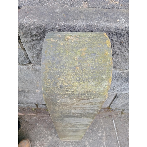 1029 - Sandstone gate post bullnose top {H 85cm x W 16cm x D 20cm }.