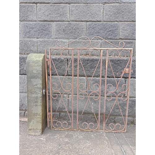 1029 - Sandstone gate post bullnose top {H 85cm x W 16cm x D 20cm }.