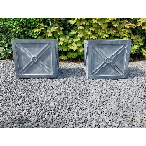 103 - Pair of good quality metal square planters with lead effect in the Georgian style {45 cm H x 46 cm W... 