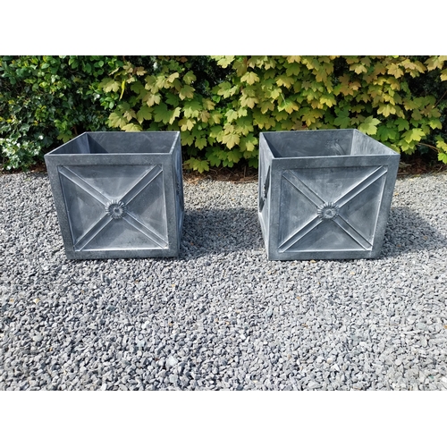 103 - Pair of good quality metal square planters with lead effect in the Georgian style {45 cm H x 46 cm W... 