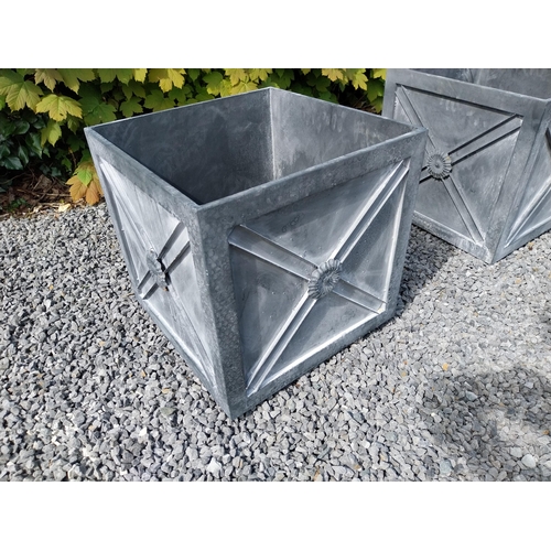 103 - Pair of good quality metal square planters with lead effect in the Georgian style {45 cm H x 46 cm W... 