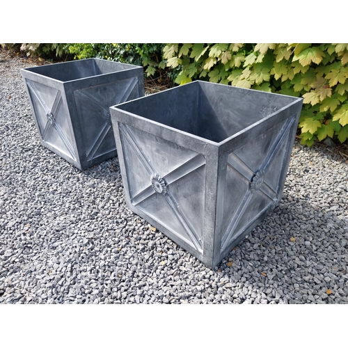 103 - Pair of good quality metal square planters with lead effect in the Georgian style {45 cm H x 46 cm W... 