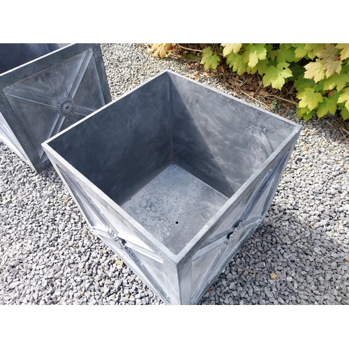 103 - Pair of good quality metal square planters with lead effect in the Georgian style {45 cm H x 46 cm W... 