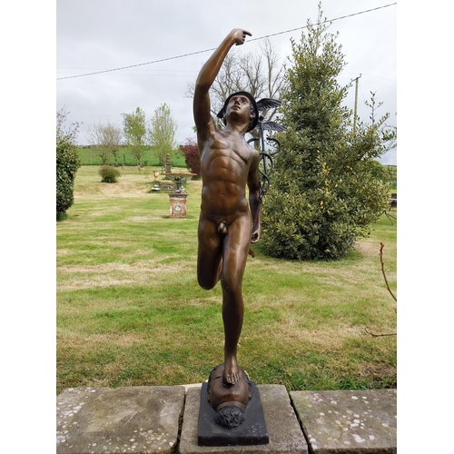 108 - Exceptional quality bronze statue of Mercury {165 cm H x 43 cm W x 62 cm D}.