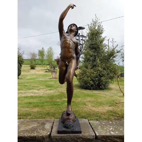 108 - Exceptional quality bronze statue of Mercury {165 cm H x 43 cm W x 62 cm D}.