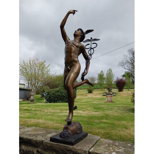 108 - Exceptional quality bronze statue of Mercury {165 cm H x 43 cm W x 62 cm D}.