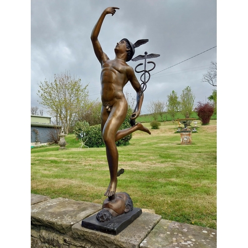 108 - Exceptional quality bronze statue of Mercury {165 cm H x 43 cm W x 62 cm D}.