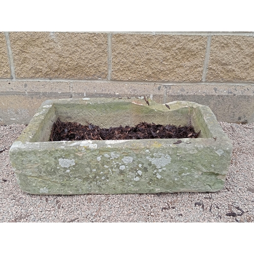 109 - 19th C. stone trough {H 22cm x  W45cm x D 36cm }. (NOT AVAILABLE TO VIEW IN PERSON)