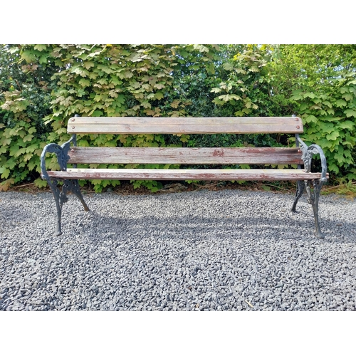 114 - 19th C. cast iron and wooden garden bench {80 cm H x 181 cm W x 56 cm D}.