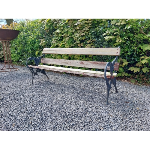 114 - 19th C. cast iron and wooden garden bench {80 cm H x 181 cm W x 56 cm D}.