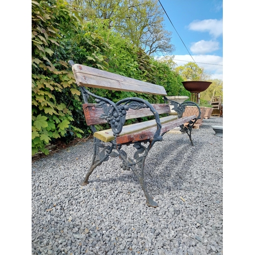 114 - 19th C. cast iron and wooden garden bench {80 cm H x 181 cm W x 56 cm D}.