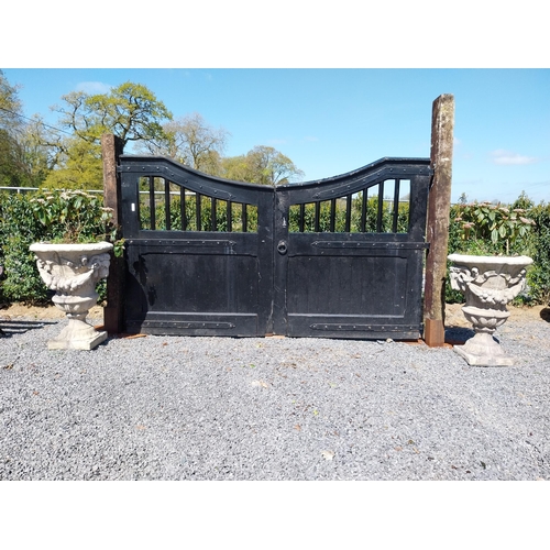 122 - Set of Edwardian painted teak entrance gates - posts not included, gates only {195 cm H x 342 cm W x... 