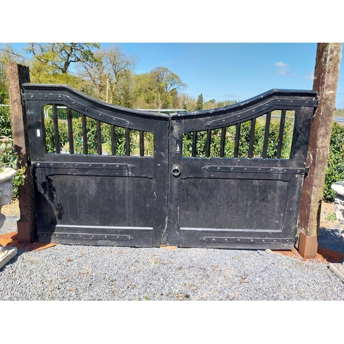 122 - Set of Edwardian painted teak entrance gates - posts not included, gates only {195 cm H x 342 cm W x... 