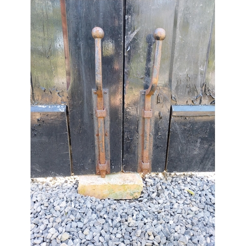 122 - Set of Edwardian painted teak entrance gates - posts not included, gates only {195 cm H x 342 cm W x... 