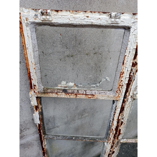 125 - Cast iron curved eight pane window {H 122cm x W 122cm }. (NOT AVAILABLE TO VIEW IN PERSON)