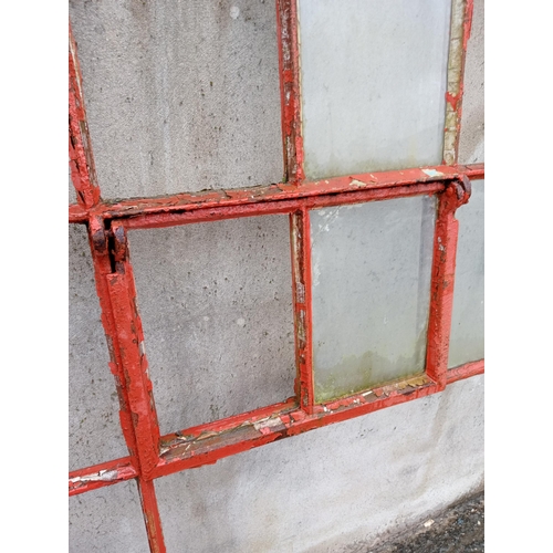 141 - Arched cast iron eleven pane window {H 153cm x W 110cm x D 4cm }. (NOT AVAILABLE TO VIEW IN PERSON)