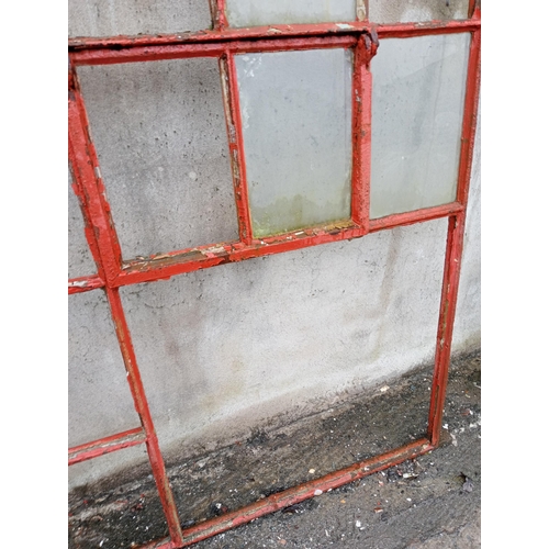 141 - Arched cast iron eleven pane window {H 153cm x W 110cm x D 4cm }. (NOT AVAILABLE TO VIEW IN PERSON)