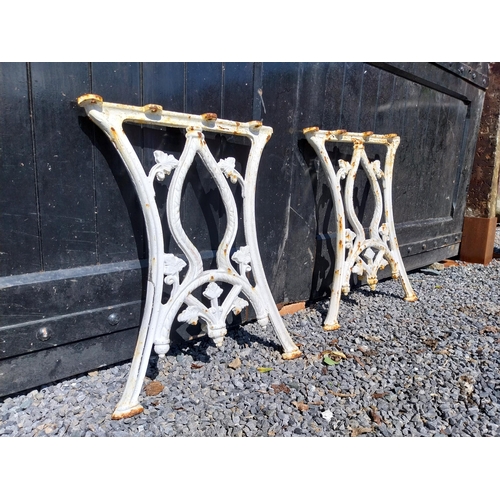 142 - Pair of 19th C. cast iron garden table legs {69 cm H x 55 cm W x 8 cm D}.