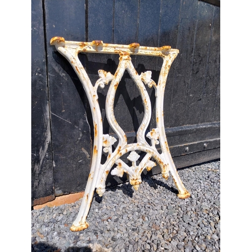 142 - Pair of 19th C. cast iron garden table legs {69 cm H x 55 cm W x 8 cm D}.