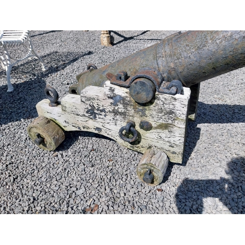 148 - Rare 19th C. deck cannon by Falkirk on original stand {80 cm H x 64 cm W x 124 cm D}.