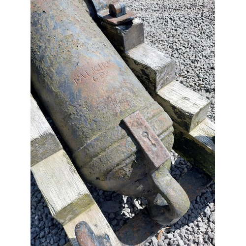 148 - Rare 19th C. deck cannon by Falkirk on original stand {80 cm H x 64 cm W x 124 cm D}.