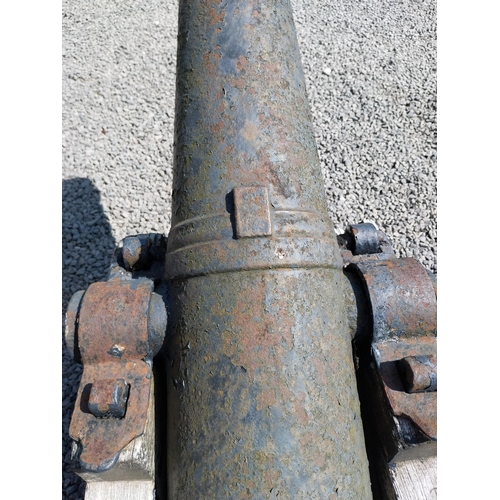 148 - Rare 19th C. deck cannon by Falkirk on original stand {80 cm H x 64 cm W x 124 cm D}.