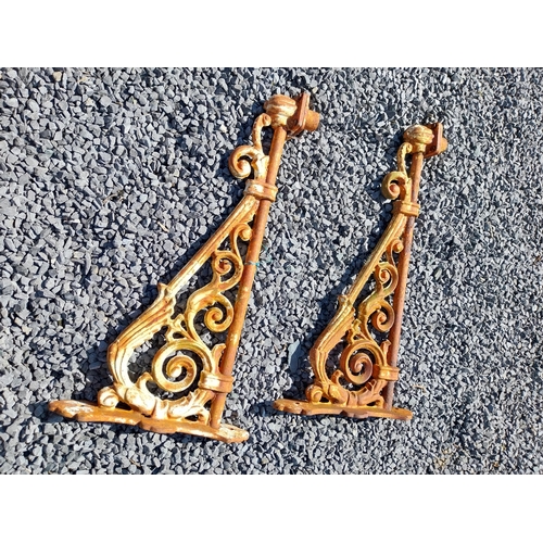 152 - Pair of good quality decorative cast iron wall brackets {39 cm H x 72 cm W x 11 cm D}.