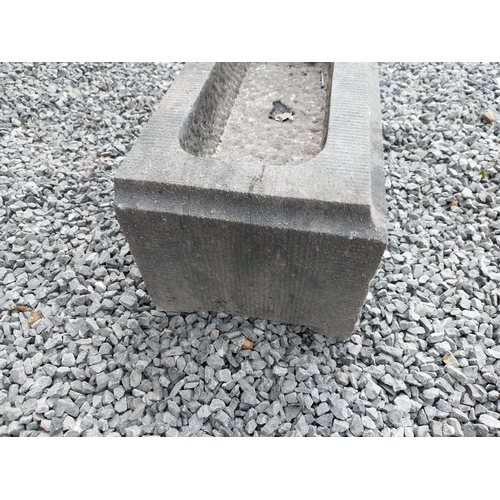 158 - Limestone trough {24 cm H x 66 cm W x 27 cm D}.